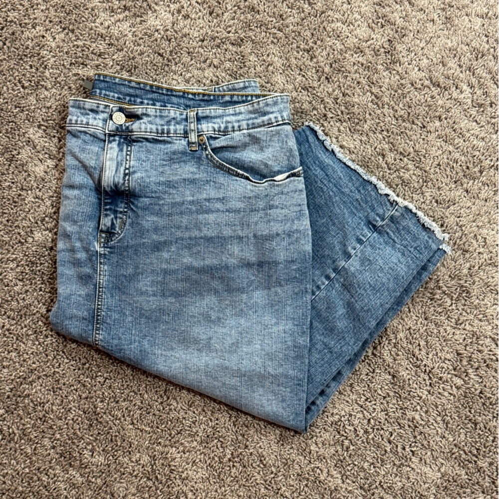 Torrid Blue Denim Midi Skirt with Frayed Hem